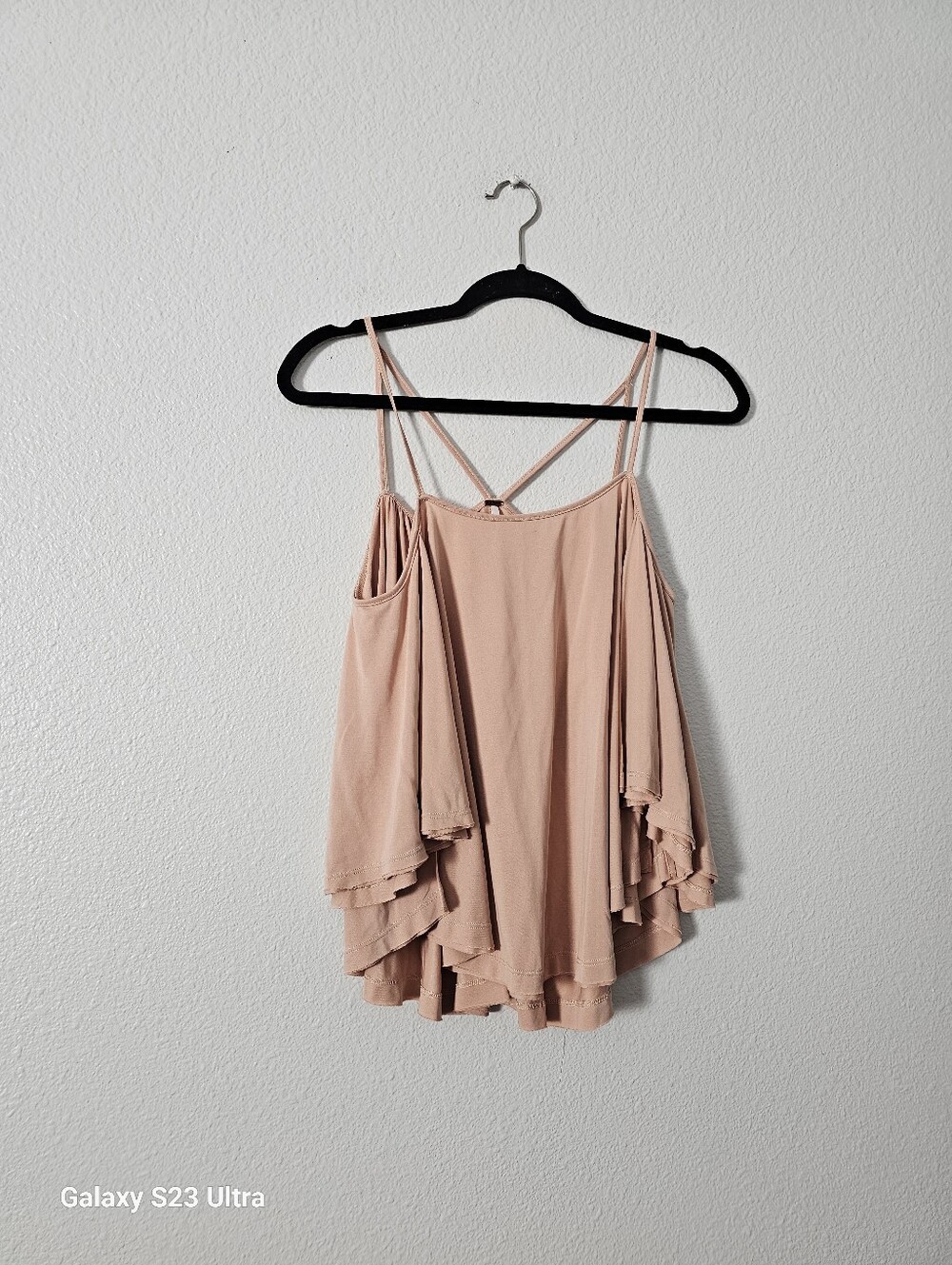 Free People Blush Pink Layered Cold-Shoulder Tank Sz M